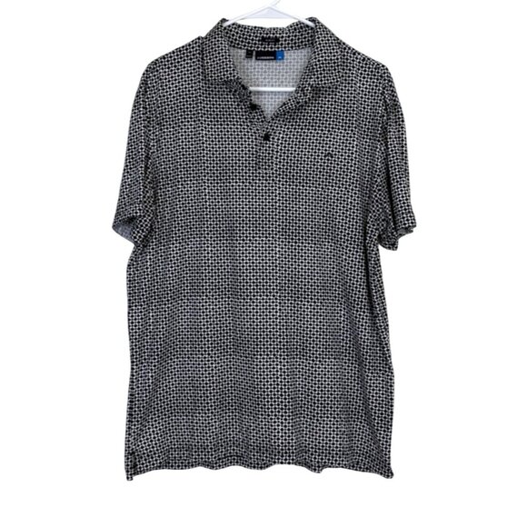 J. Lindeberg Slim Fit Polo Shirt Black White Geometric Print Golf Size XL - Picture 1 of 5